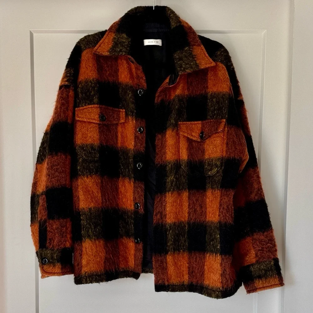 Anine Bing Samone Wool-Blend Trucker Jacket - Picture 1 of 15